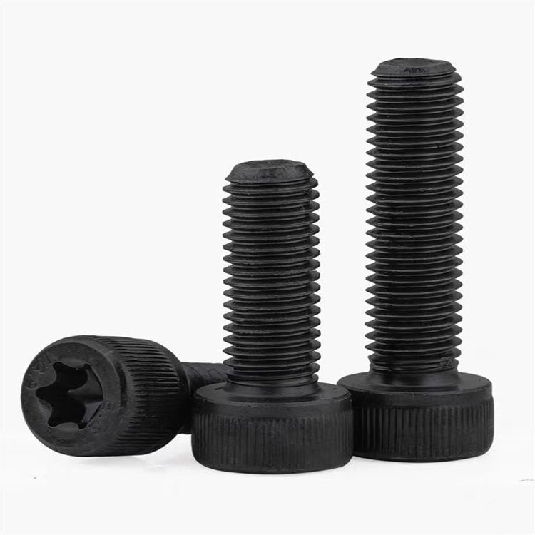 Zwart roestvrijstalen torx-kartelkopschroef van klasse 12,9 m6