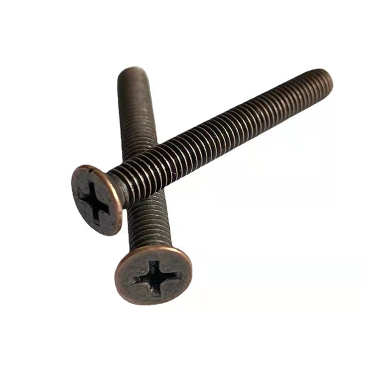 Op maat gemaakte m4 verzonken kop kruis antiek messing machineschroef