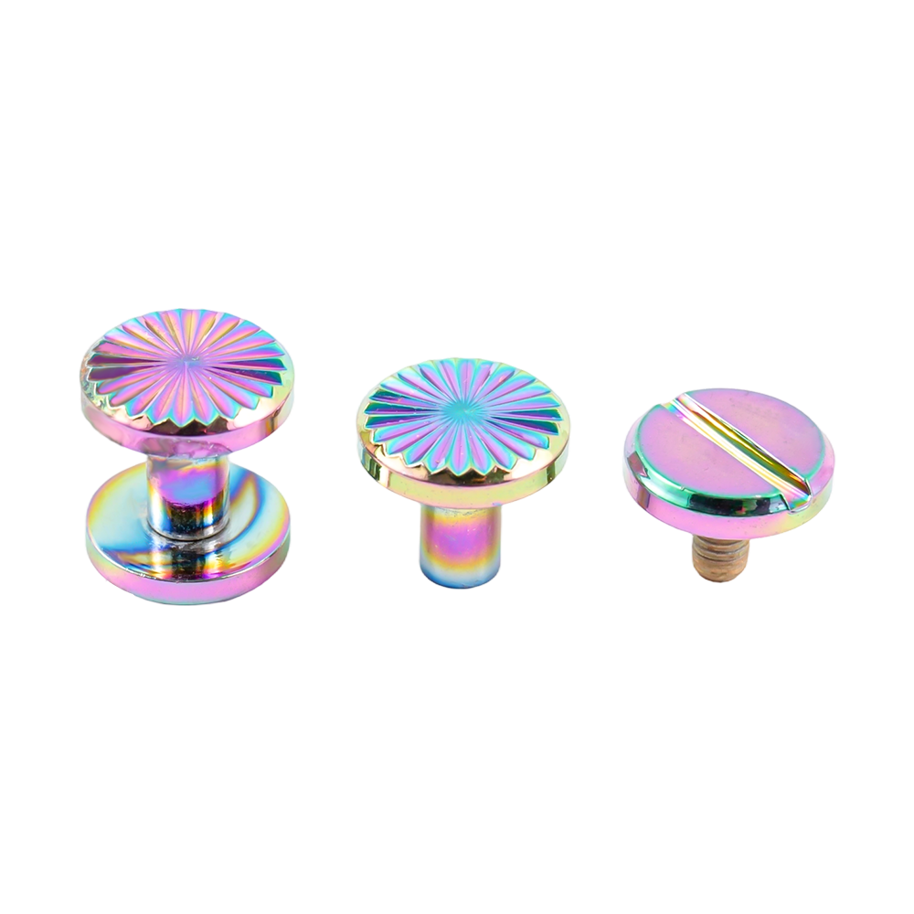 Aangepaste regenboogkleurige messing zonnebloem chicago schroeven voor leer Aangepaste regenboogkleurige messing zonnebloem chicago schroeven voor leer