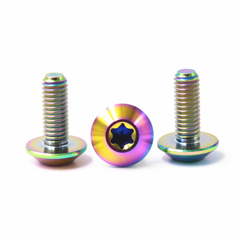 M6 regenboogkleurige truss-head titanium machinedraad fietsschroef