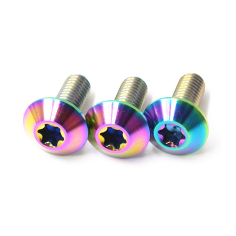 M6 regenboogkleurige truss-head titanium machinedraad fietsschroef M6 regenboogkleurige truss-head titanium machinedraad fietsschroef