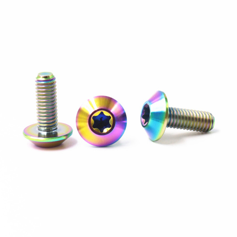 M6 regenboogkleurige truss-head titanium machinedraad fietsschroef M6 regenboogkleurige truss-head titanium machinedraad fietsschroef
