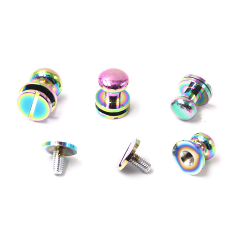 Regenboogkleurige messing 8 mm Sam Browne studs voor leren riem