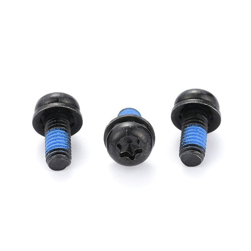 Zwarte torx micro mini drievoudige stelschroef met ronde kop en nylon patch Zwarte torx micro mini drievoudige stelschroef met ronde kop en nylon patch