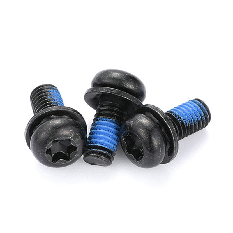 Zwarte torx micro mini drievoudige stelschroef met ronde kop en nylon patch Zwarte torx micro mini drievoudige stelschroef met ronde kop en nylon patch