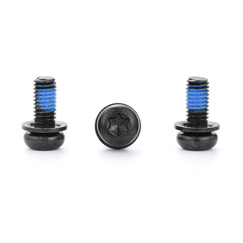 Zwarte torx drievoudige stelschroef met ronde kop en nylon patch