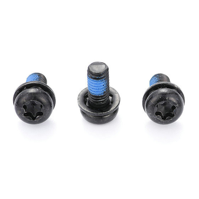 Zwarte torx drievoudige stelschroef met ronde kop en nylon patch Zwarte torx drievoudige stelschroef met ronde kop en nylon patch
