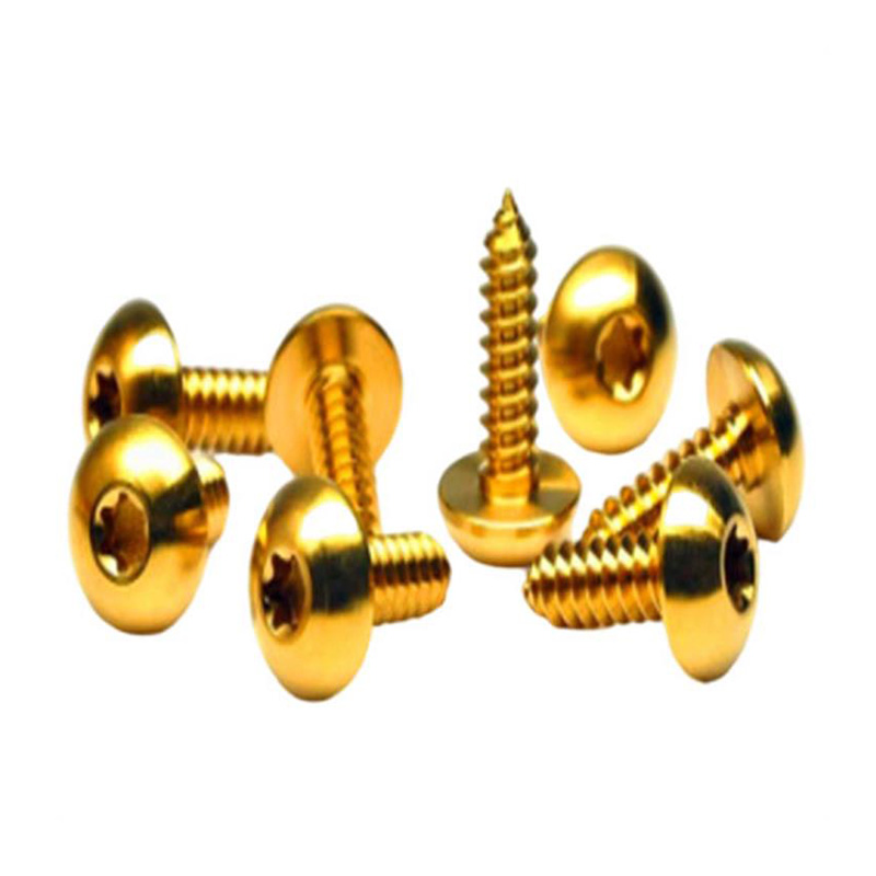 Goudkleurige titanium panhead torx-schroef