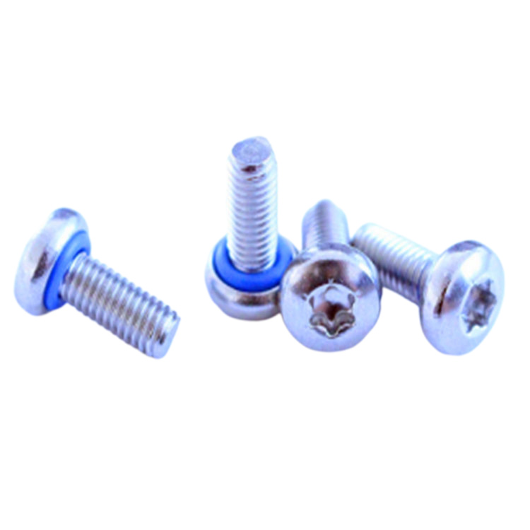 M3 O-ring 6-lobbige panhead-schroef met blauwe afdichtringen M3 O-ring 6-lobbige panhead-schroef met blauwe afdichtringen