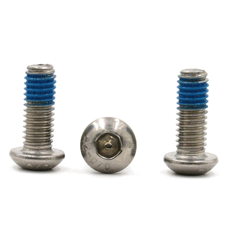 M3 roestvrijstalen mini-microschroef met bolkop, zeskantige hsocket en nylon patch M3 roestvrijstalen mini-microschroef met bolkop, zeskantige hsocket en nylon patch